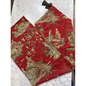 Waverly Savannah Scenic Toile Table Runner Red Tapestry Tassel 102 Inch Long